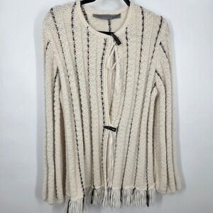 Raquel Allegra SZ 1 S Cream Striped Fringe Toggle Button Alpaca Art Laggonlook